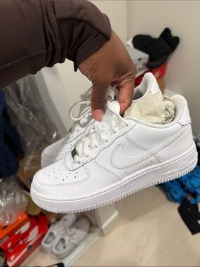 Nike Kids White Low-Top Leather Sneakers Air Force one